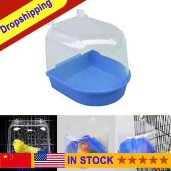 

1Pc Plastic Bird Water Bath Box Bathtub Parrot For Parakeet Lovebird Bird Pet Hanging Bowl Parakeet Birdbath