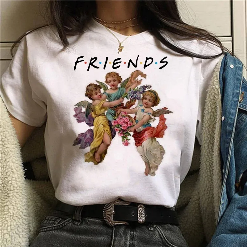 white 90s корейский стиль футболка Эстетическая Kawaii графическая Футболка Модные женские футболки Harajuku Angel забавная Футболка женская Ullzang - Цвет: white