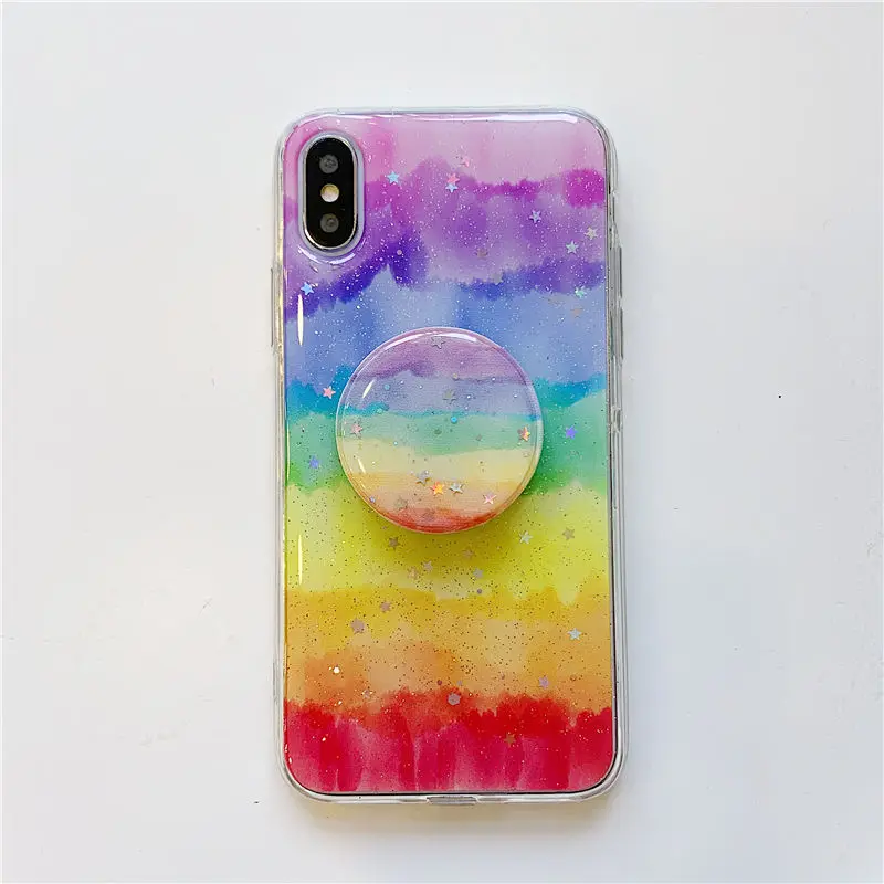 Радужные цветные чехлы с подставкой для iPhone XR XS Max X 8 7 6 6S Plus ударопрочный ТПУ карамельного цвета чехол для iPhone 11 11 Pro - Цвет: T3