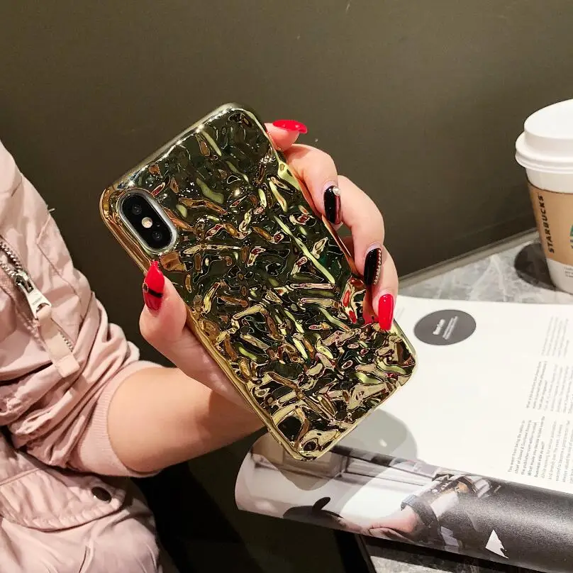 Gold A 3D Dream Shell покрытие серебро золото фольга Чехол для телефона для iphone XS 11 Pro Max XR X 6 6S 7 8 Plus блестящая Мягкая силиконовая задняя крышка - Цвет: Gold A