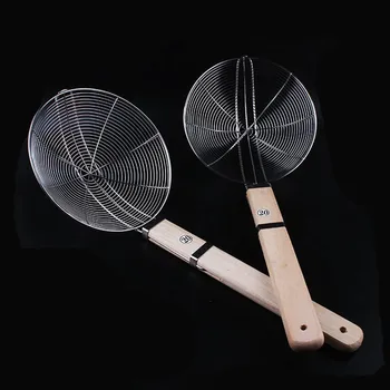 

CAKEHOUD Household Large Stainless Steel Mesh Filter Colander Wok Wooden Handle Kitchen Oil Filter Flour Sieve Kitchen Colander