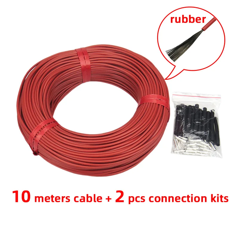 10 м провод из углеродного волокна Электрический пол горячей линии длина 150 Вт Инфракрасный нагревательный пол нагревательный кабель - Цвет: Red