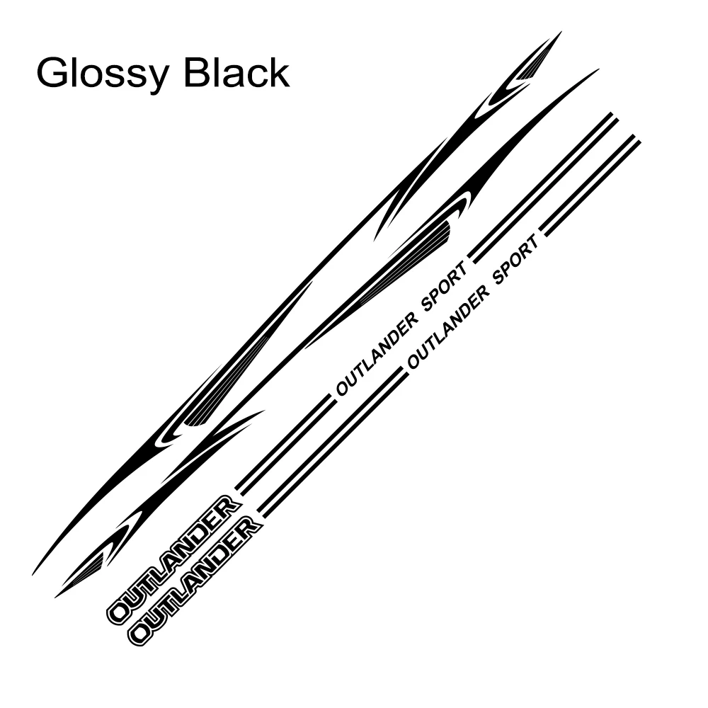 Glossy Black 2 шт. наклейка на боковую дверь автомобиля для Mitsubishi Outlander DIY авто Спорт Персонализированная виниловая пленка наклейка Стайлинг Тюнинг автомобиля аксессуары - Color Name: Glossy Black