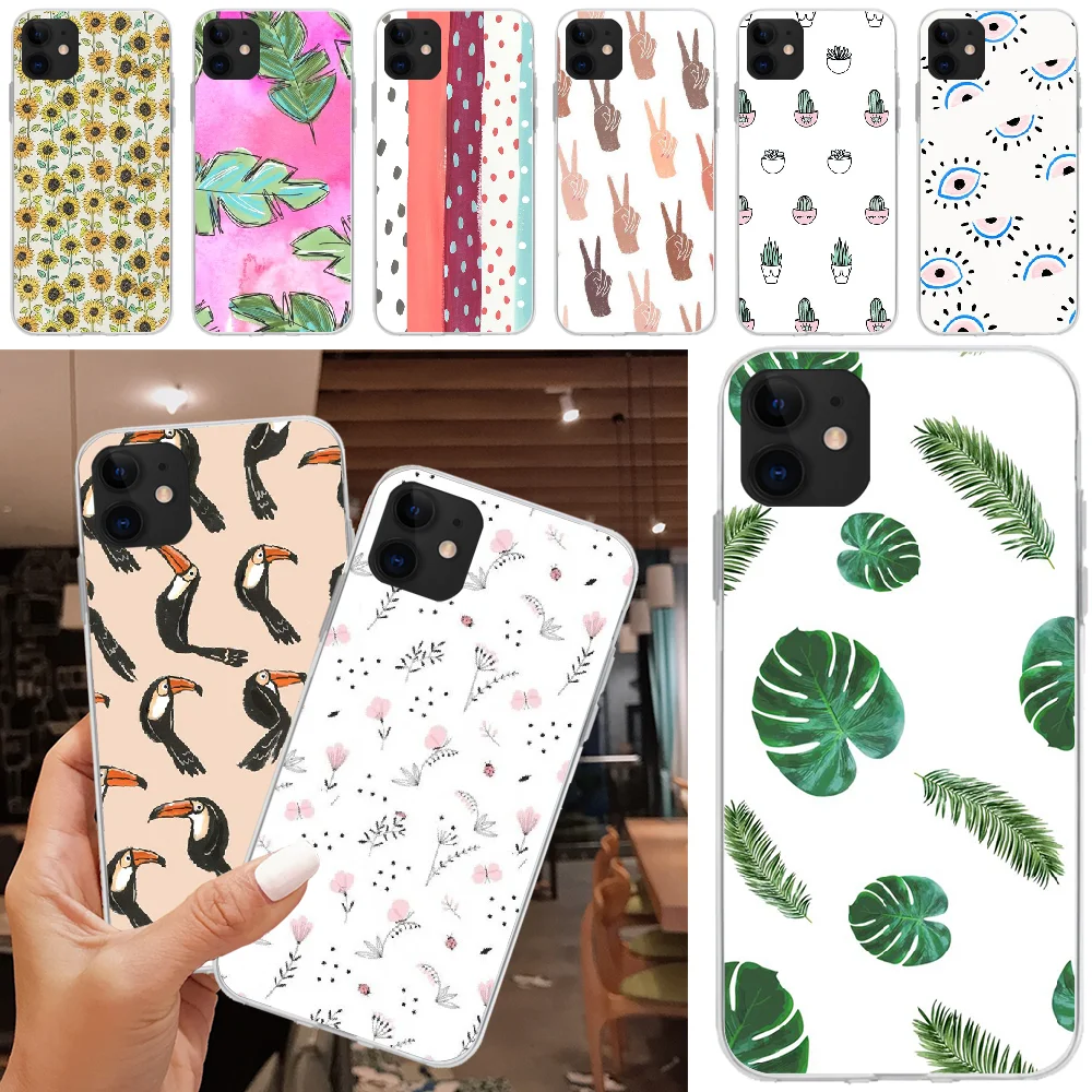 

OFFeier Small fresh flowers and birds Coque Shell Phone Case For iPhone 5C 5 5S SE 7 8 plus X XS XR XS MAX 11 11 pro 11 Pro Max