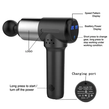 

Electric Fascia Massage Gun Massager for Neck Back Relief Muscle Pain Deep Relax Muscle Exercise Fitness Shaping Impact Massage