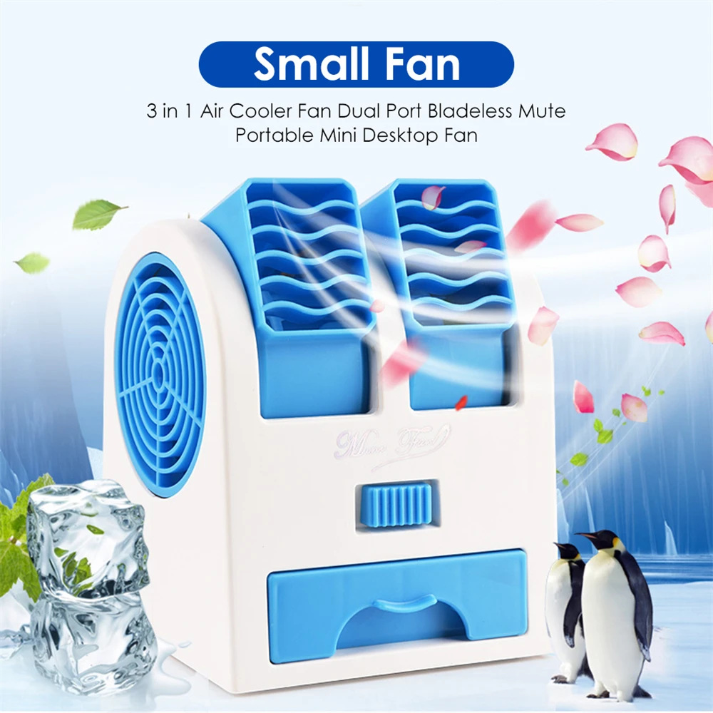 Miniaire acondicionado 3 en 1, Humidificador purificador para el hogar, dormitorio, oficina, exteriores, alimentado por USB, batería, portátil, silencioso
