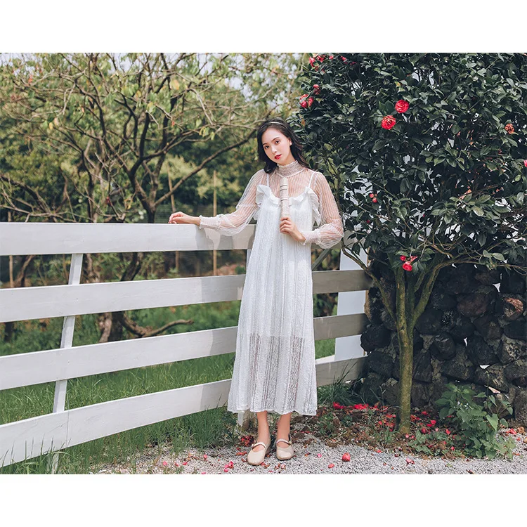 

Upper Body Us Blew up! You That Is Little Fairy This Fairy! Liangsi Knit T-shirt Dress + Lace Strap Dress Set