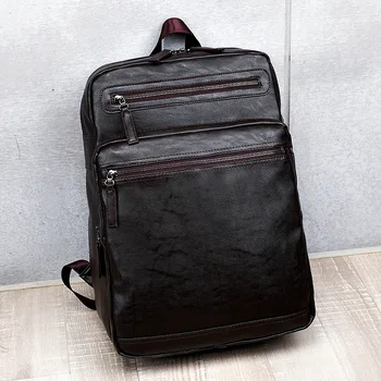 

2020 new high quality PU men's backpack large capacity 16 inch computer bag casual outdoor backpack male student schoolbag