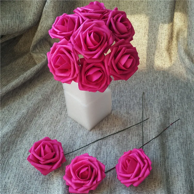 Ярко-розовый букет, искусственные цветы, фуксия, Роза для свадьбы, цветочная композиция, свадебные цветы, свадебная АРКА LNRS002