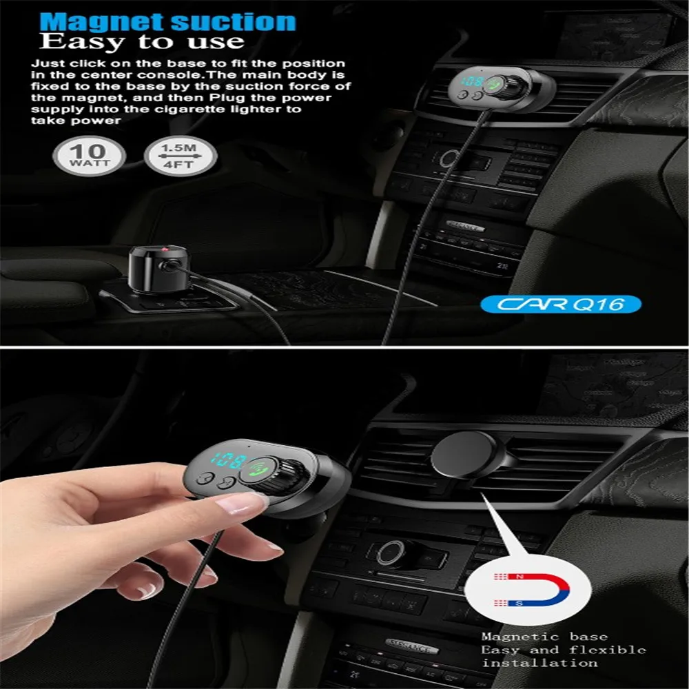 Q16 Bluetooth FM передатчик Bluetooth адаптер авто радио передатчик, 2-Порты и разъёмы USB Ladeger? t mit QC3.0