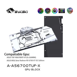 Bykski – bloc de refroidissement à eau de Gpu, pour ASUS ROG STRIX Radeon RX6700XT OC Edition/TUF O12G GMING/radiateur en cuivre/A AS6700TUF X 