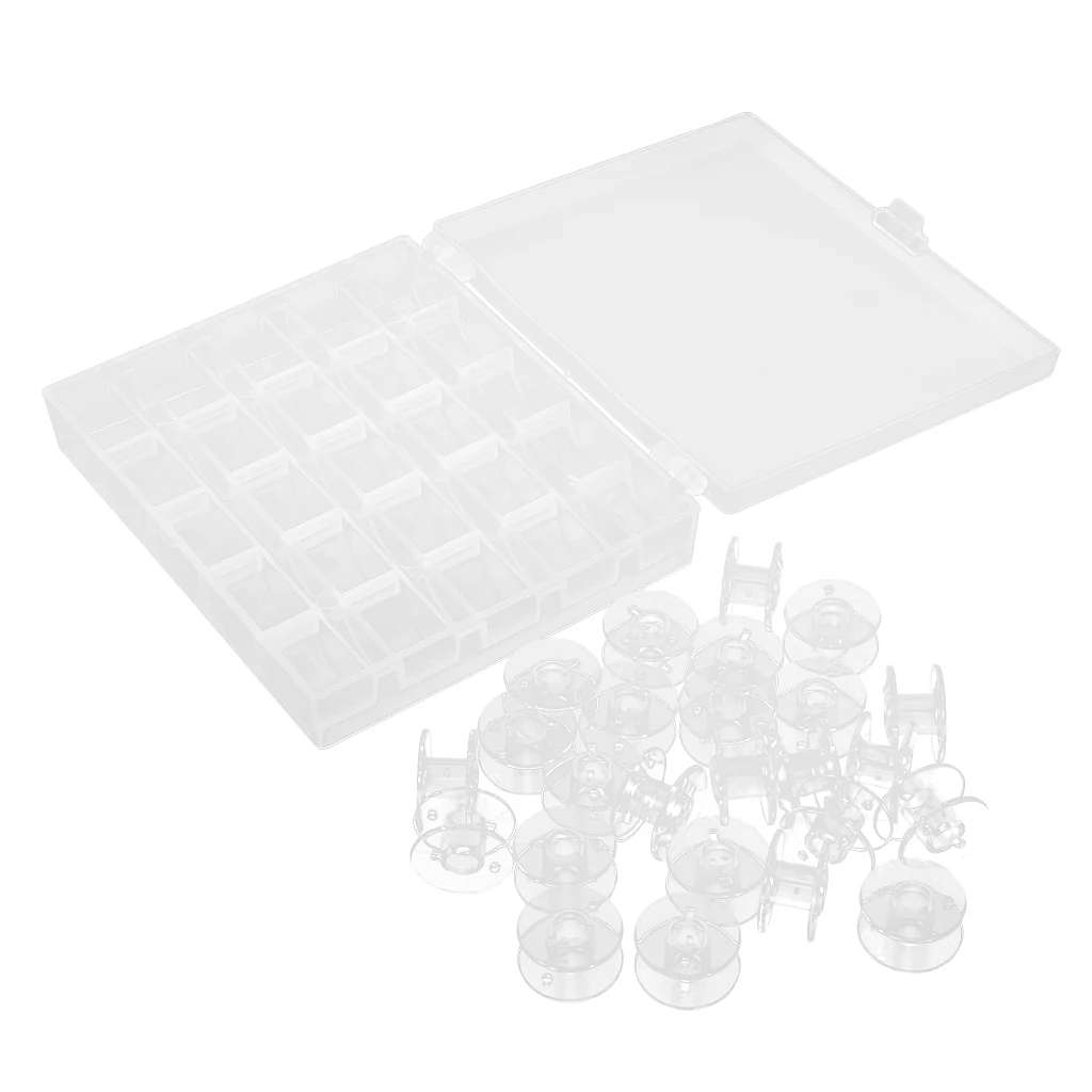 25 Solts Bobbins Spools Box With 25pcs Sewing Machine Thread Empty Bobbins For Janome Storage Case Spools