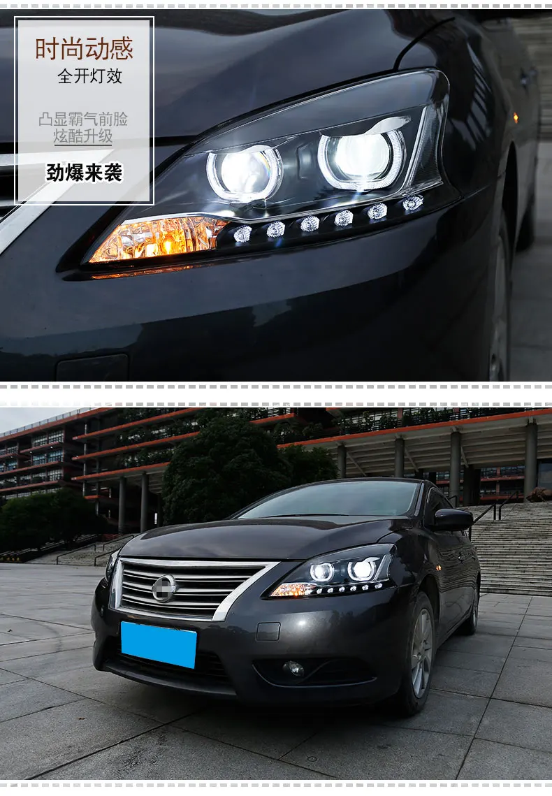 Автомобильный Стайлинг для Nissan Sylphy фары 2012- Sentra светодиодный фонарь светодиодный DRL Биксеноновые линзы Высокий Низкий Луч
