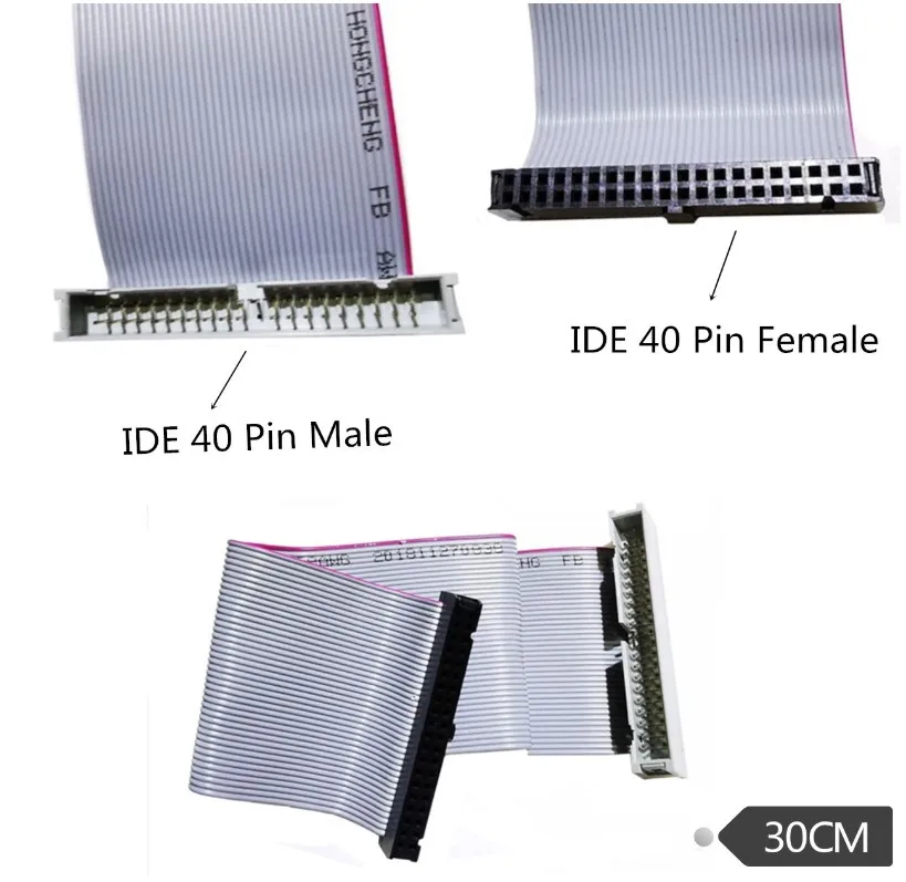 Flexível Plano Hard Disk Drive Cabo Linha de Dados Macho para Fêmea Ide Connector Extensão Novo 40pin 30cm C26 - Imagem 3