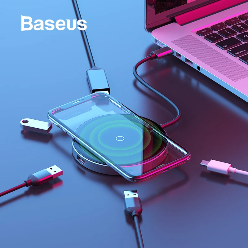 Najtaniej Baseus USB C HUB na USB 3.0 HUB adapter hdmi bezprzewodowa ładowarka qi USB Splitter dla MacBook akcesoria pro 6 portów typ USB C HUB