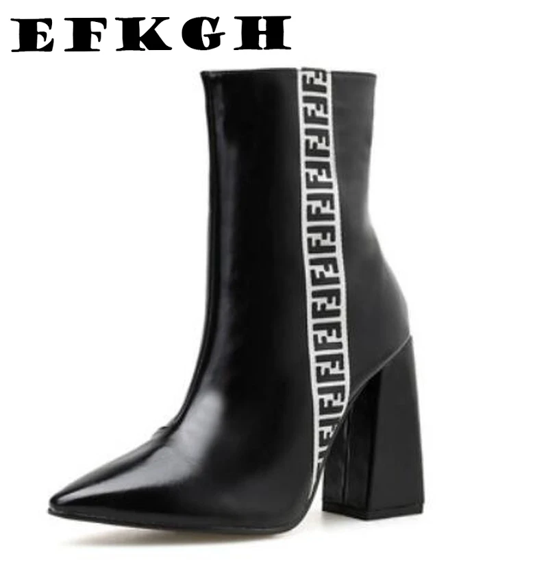 Женские ботинки; кожаные ботинки до середины икры на высоком каблуке; chaussures femme bottines hiver; Осенняя обувь; блестящая женская обувь с острым носком