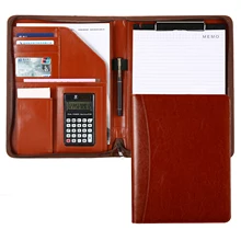

A4 PU Leather File Folder Documents Binder with Calculator Multi-function Portable Business Organizer Notebook Office Supplies