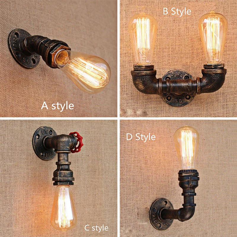 LED Лофт Промышленные Настенные светильники железная ржавчина водопровод Ретро