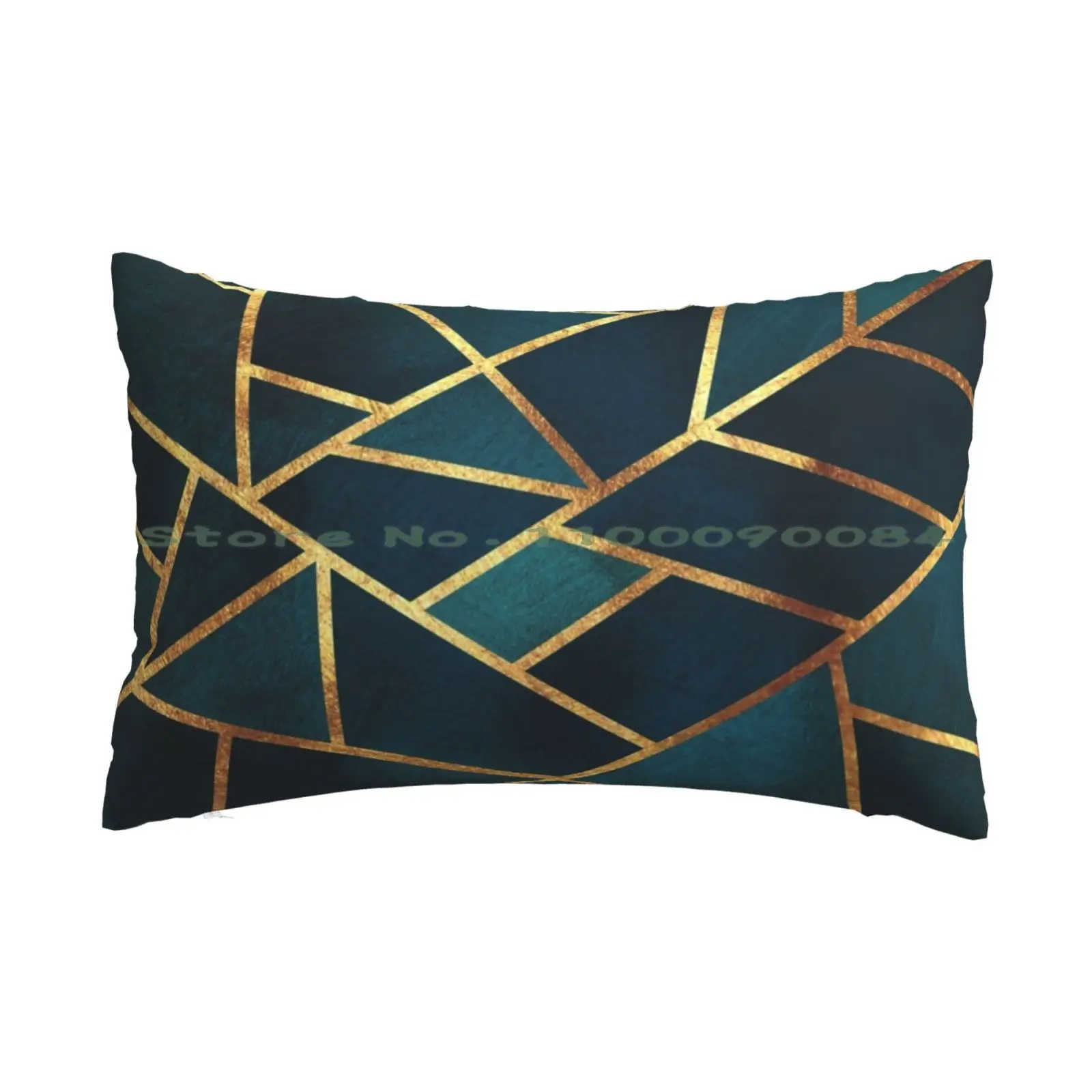 

Midnight Green Gold Stone Geometric Pillow Case 20x30 50*75 Sofa Bedroom Midnight Green Gold Lines Modern Graphic Minimal