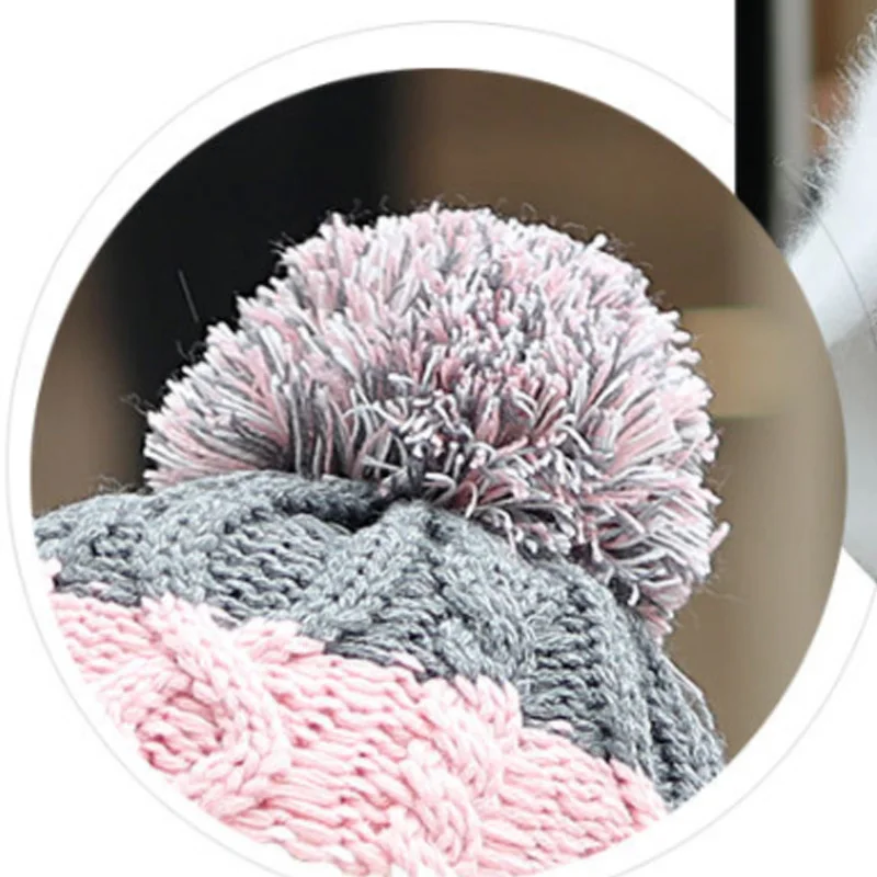 Женская шапка Skullies Beanie и шарфы перчатки из трех частей зимние шапки для женщин шарф-перчатка набор Kitted шерстяная Круглая Шапочка сохраняющая тепло