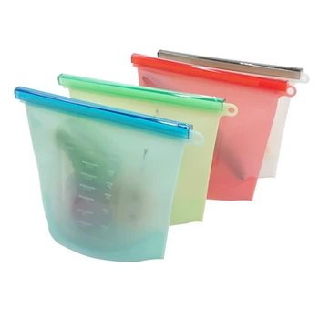 

Reusable Food Grade Organic Silicone Fresh-keeping Sealed Storage Bag Kitchen Sealing Refrigerator Bags Fruit Kitchen Organizer