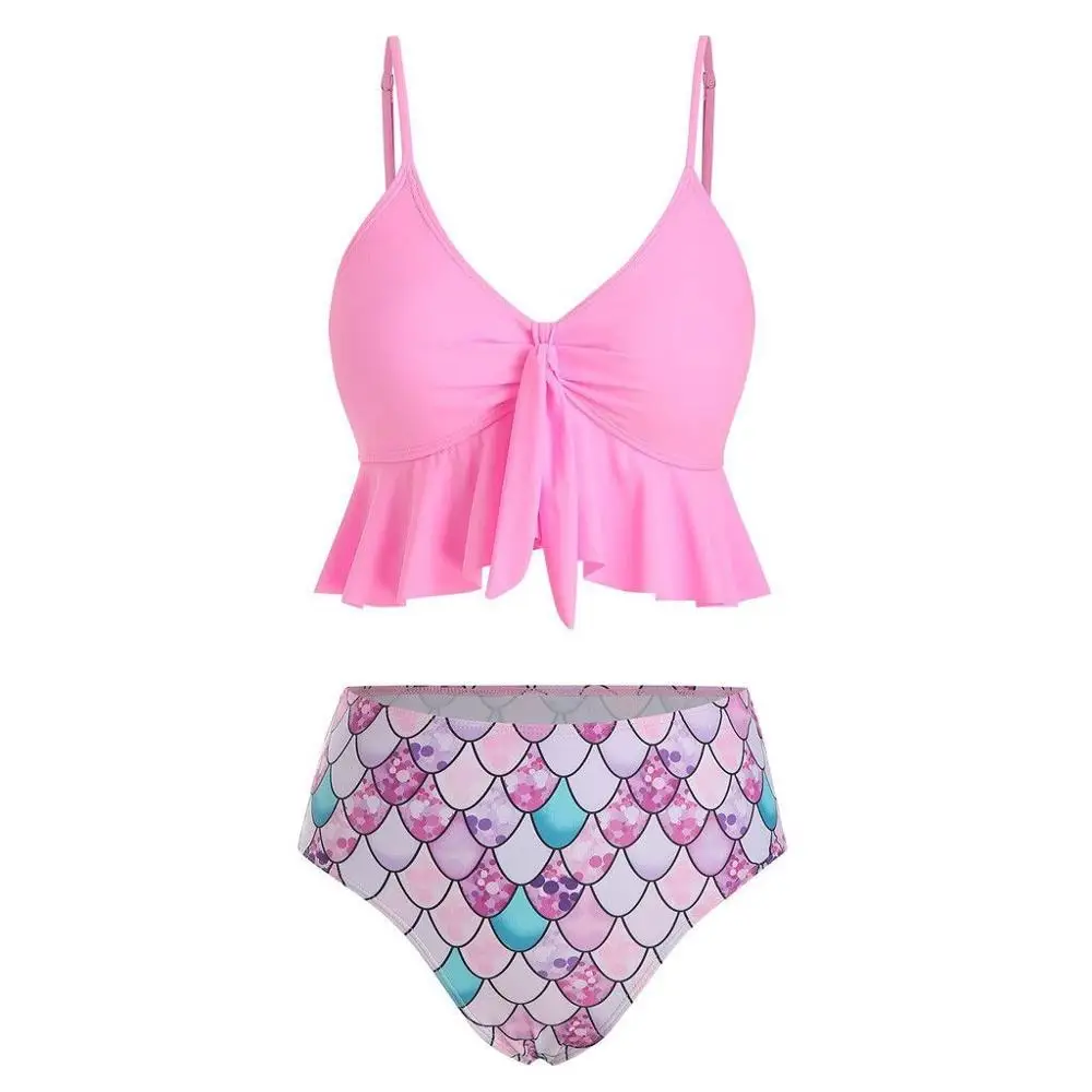 

New Women Tankini Sexy Ruffle Bikini Set Swimwear High Waist Push Up Padded Swimsuit Female Bathing Suit Maillots Plus Size xxxl