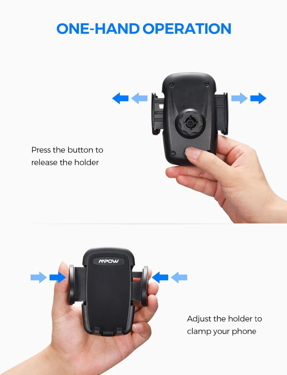 Mpow CA073 Car Phone Holder Windshield Phone Mount With Suction Cup 360-degrees Rotatable Head For iPhone XR Xs Max  Huawei P30 (1)