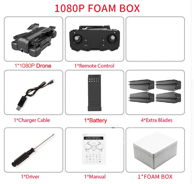 Складная 4K Дрон камера 50X раз зум wifi FPV RC Квадрокоптер стабильная высота Квадрокоптер Профессиональный Дрон с HD камерой игрушки - Цвет: 1080P Foam Box