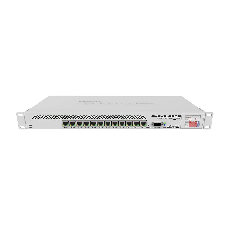 

Mikrotik CCR1016-12G Router, 1U rackmount, 12xGigabit Ports, LCD, 16 cores 1.2GHz CPU, 2GB RAM,12Gbps throughput, RouterOS L6