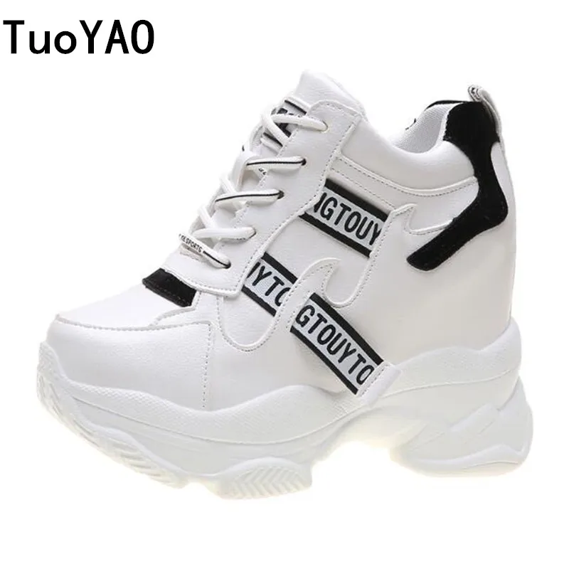 

Women Platform Sneakers 2020 Autumn Breathable Wedges Casual Shoes 9.5CM High Heels Thick Sole Sneakers Woman Deportivas Mujer