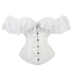 New Women Short Sleeve Corset Solid Color Tie-up Boat Neck Close-fitting Crop Tops Cropped White/ Black