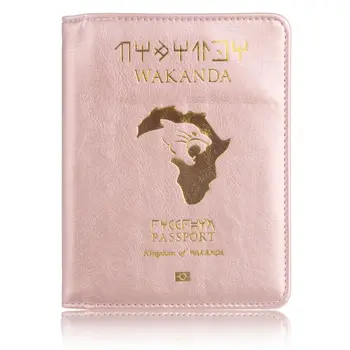 

TRASSORY RFID Blocking Wakanda Forever Black Panther Marvel's The Avengers Leather Travel Passport Cover Holder Bag Orgonizer