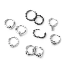 Модные маленькие черные серьги-кольца из нержавеющей стали для мужчин Крошечные круглые серьги Homme ювелирные изделия
