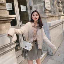 MISHOW осенний Женский вязаный кардиган Wowen Повседневный однобортный короткий вязаный кардиган с длинными рукавами Топы MX19C5242