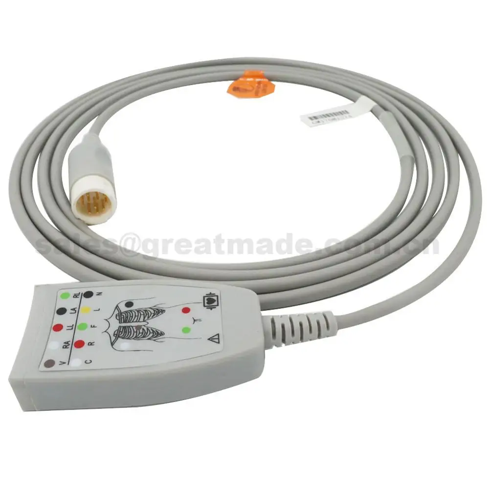 Совместимость для philips M1668A ECG кабель дальней связи ECG круглый 12 pin, 5 проводов IEC/AHA с CE одобренным
