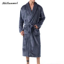 Повседневный мужской халат мужские халаты длинный рукав отложной воротник мужской фланелевый Халат с поясом плюшевое кимоно теплый мужской Халат пальто