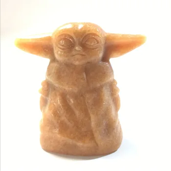 

Natural Yellow Fluorite Witch Crystal Craft Statue Reiki Stone Figurine Home Decor Quartz Art Healing Guardian