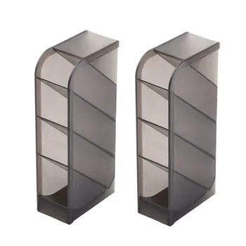 

1/2pcs Multi-Functional Clear Office Desktop Organizer and Cosmetic Storage Box Black Oblique Portable Desk Sundries Storage box