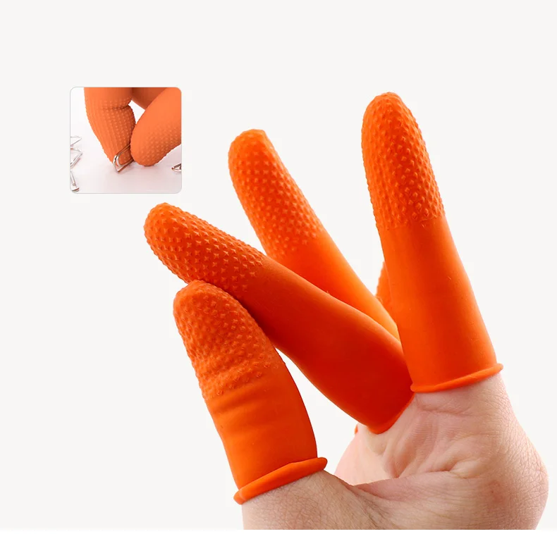 100 шт Защитные противоскользящие кончики пальцев перчатки латексные резиновые пальчиковые кроватки антистатические перчатки