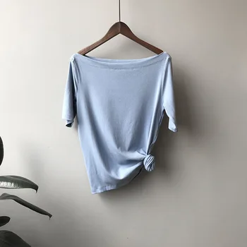 

New ladies loose cotton casual round neck T-shirt short sleeve shirt gray