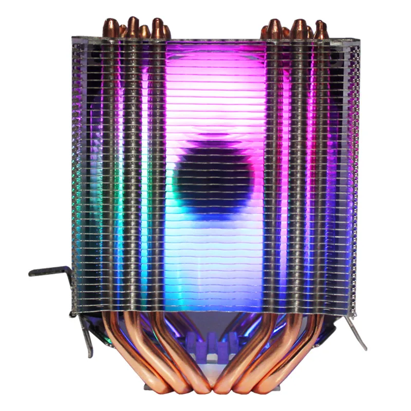 3/4PIN RGB светодиодный Процессор кулер 6-Heatpipe двойная башня 12V 9 см охлаждения радиатора для LGA 1150/1151/1155/1156/775/1366 AMD 2011 - Цвет лезвия: 5-colors