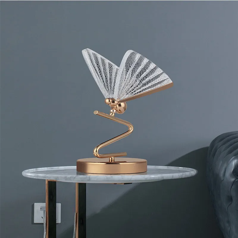 US $117.25 SAROK LED Table lamp Gold Butterfly Nordic Bedside Luxury Modern Desk Light for Home Living Room Bedroom Decoration