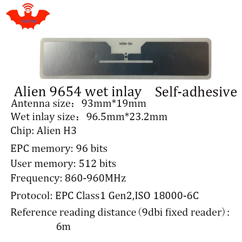 UHF RFID метка EPC 6C наклейка Alien 9654 влажная инкрустация 915mhz868mhz860 960MHZ Higgs3 100 шт.