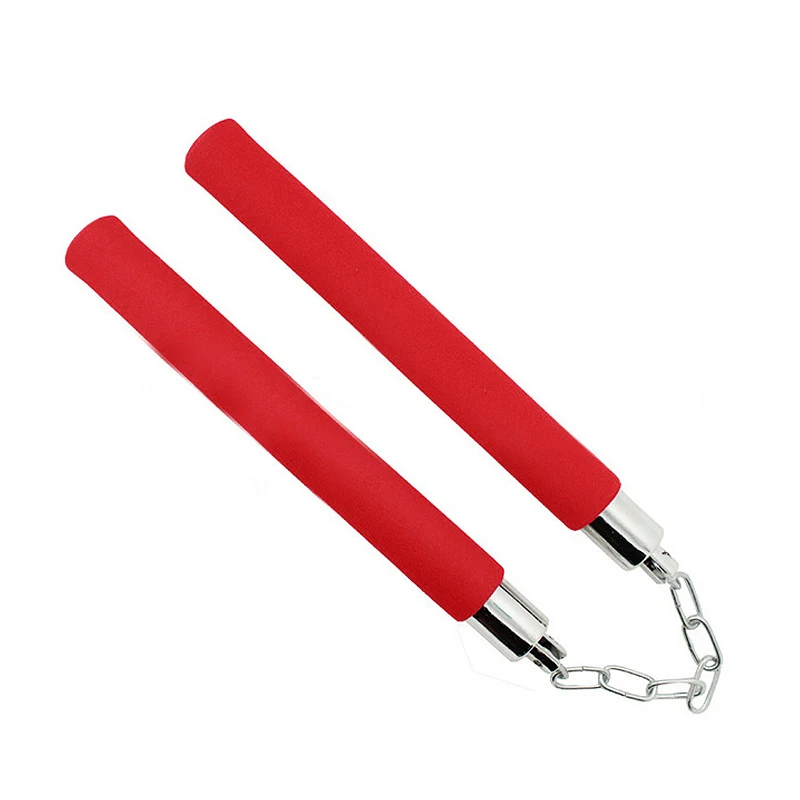 Новые фитнес Боевые искусства Nunchakus оружие Пена металлическая цепь безопасные нунчаки из губки для начинающих XD88 - Цвет: Red