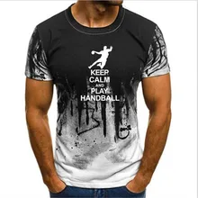 S-3XL модная новая футболка для мужчин с коротким рукавом летние футболки сохраняющие спокойствие и играть Гандбол футболка с буквенным принтом