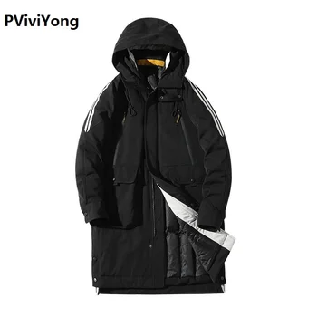 

PViviYong 2019 Winter jacket men fashion male hooded coat jackets high quality cotton Long coat men clothes parka 305