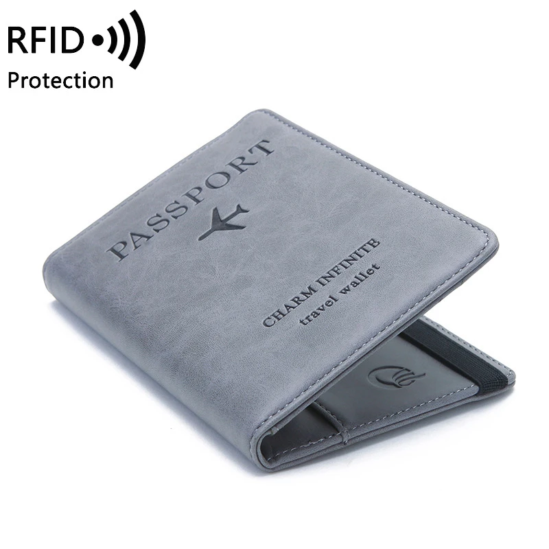 Women Men RFID Vintage Business Passport Covers Holder Multi-Function ID Bank Card PU Leather Wallet Case Travel Accessories