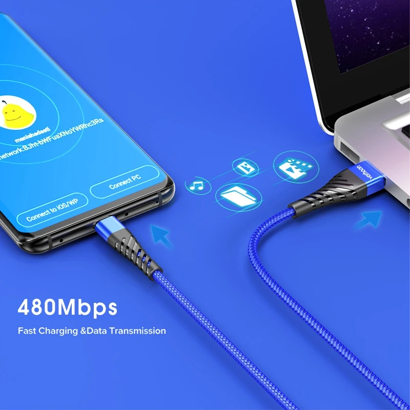 Vothoon 3A Быстрая зарядка type C USB кабель для samsung S10 Xiaomi Redmi Note 7 type C кабель для зарядки мобильного телефона USB C кабель