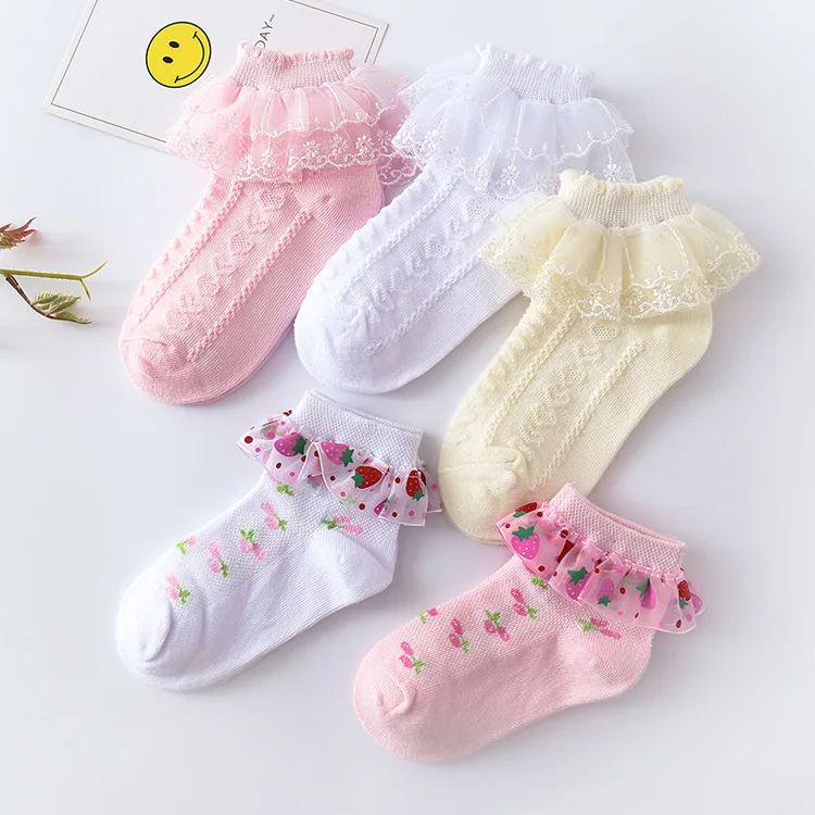 

Girls Lace Socks Princess restonic mian Dance Pantyhose Baby Children Summer Mesh Thin Type for Spring And Autumn Short Socks