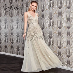 Glittery V-Neck Sequined A-Line Wedding Dresses Backless Sleeveless Tulle Bridal Gown vestidos de novia robe de mariée платье